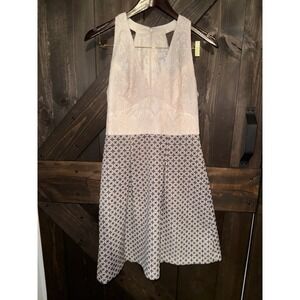 Adrianna Papell Lovely Womens Dress Sz‎ 6 Fit Flare Lace Top Floral Skirt Fancy